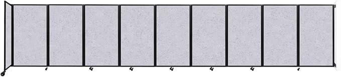 Versare Room Divider 360 Wall-Mounted Folding Partition | Locking Wheels | Temporary Room Separator | 25' x 5' Marble Gray SoundSorb Panels