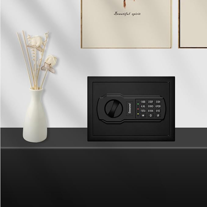 Fire Resistant Safe Box with Fireproof Waterproof Bag and Sensor Light,0.23 Cubic Feet Money Safe with Emergency External Power Supply,Electronic Digital Security Safe