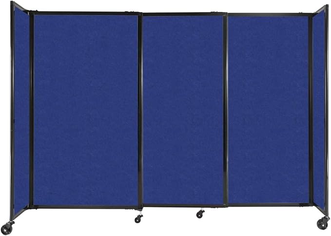Versare Straightwall Sliding Portable Wall Partition | Freestanding Office Dividers | Locking Wheels | Temporary Room Separator | 7'2" Wide x 5' Tall Blue SoundSorb Panels