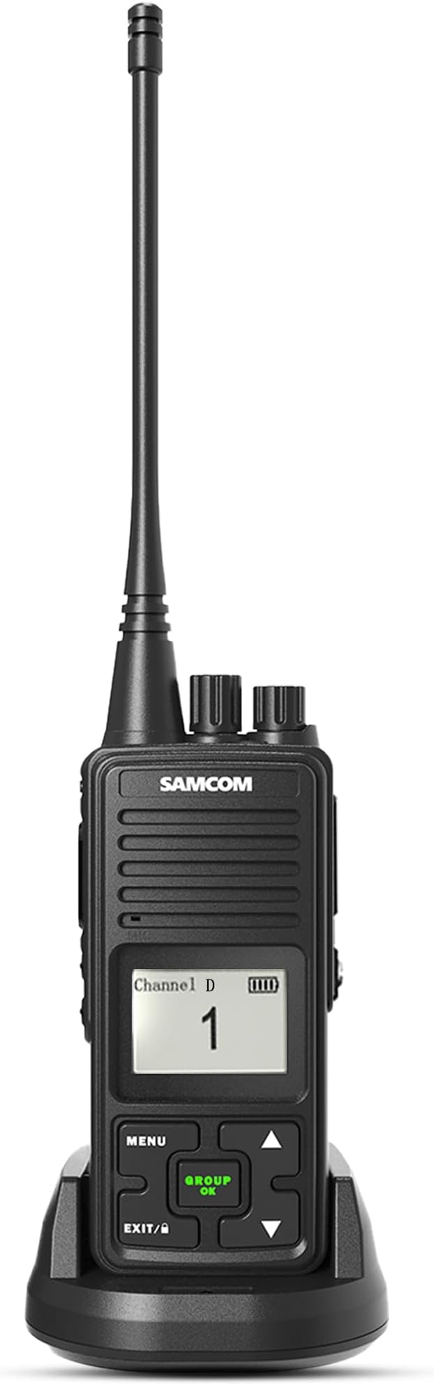 SAMCOM Long Range Two Way Radios Rechargeable 2 Watt, 3000mAh High Power 2 Way Radios Handheld UHF Programmable Walkie Talkies for Adults, Group Call for Business Construction Warehouse, 1 Pack