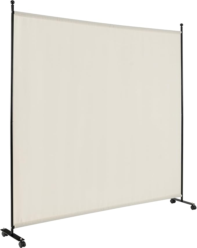 Giantex Room Divider Large Single Panel, 73''W x 73''H Privacy Screen with Lockable Wheels, Rolling Room Divider Panel for Home Office Studio, Partition Fabric Wall Divider for Room Separation, Beige
