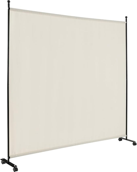Giantex Room Divider Large Single Panel, 73''W x 73''H Privacy Screen with Lockable Wheels, Rolling Room Divider Panel for Home Office Studio, Partition Fabric Wall Divider for Room Separation, Beige