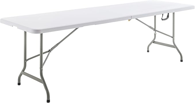 BTEXPERT Set of 10, 8-Foot - 96" Long White Plastic Folding Table Portable 30" Wide, 29" High, Indoor Outdoor Events Banquet Dining Party Patio