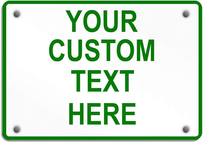 Aluminum Weatherproof Metal Sign Multiple Sizes Custom Personalized Text Here White Green Directions Horizontal Street Signs 24x18Inches
