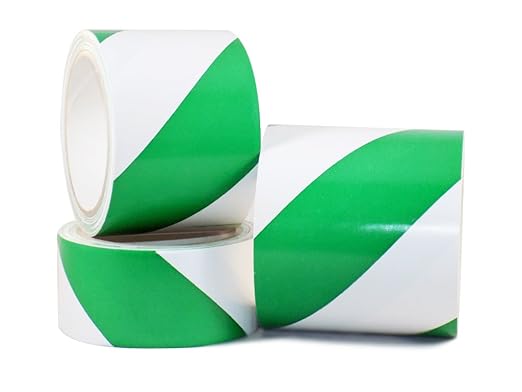 GGR Supplies SST-618C Green & White Hazard Warning Safety Stripe Tape: 6" in. Wide x 18 yds.