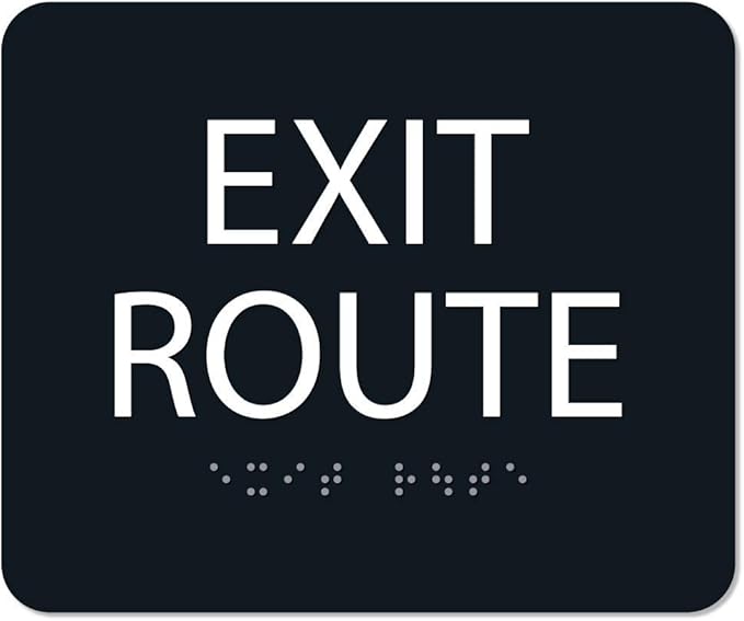 ALPHA DOG ADA SIGNS - Exit Route Sign with Braille for Your Business, 5x6 Inch, ADA Compliant, Indoor or Outdoor, Easy Installation, Made in the USA, Black