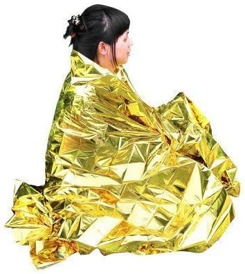 Primacare FB-6831 Emergency Foil Silver & Gold Mylar Thermal Blanket, 62" Length x 82" Width (Pack of 10)