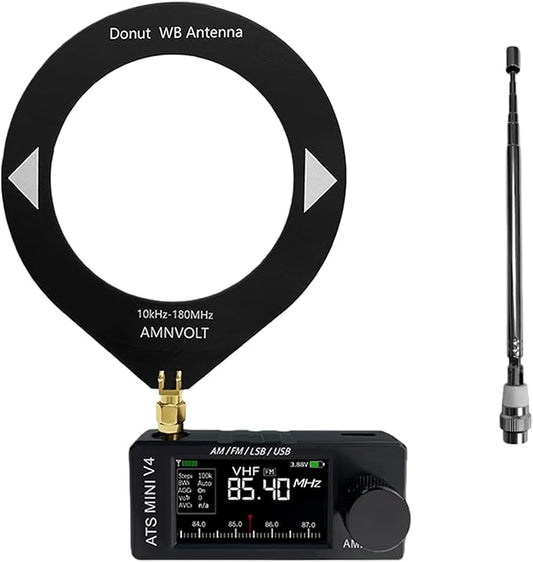 AMNVOLT V4 ATS MINI DSP Radio, ESP32-S3 & SI4732 Chip, Multi-Band AM/FM/LSB/USB Receiver, 1.9'' IPS Color Screen, with Headphone Amplifier & Hi-Z Circuit, Portable for Travel and Radio Enthusiasts