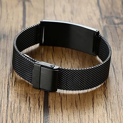 VNOX Medical Alert Bracelets for Men & Women Kids with Free Engraving Adjustable Stainless Steel Mesh Emergency Medical ID Bracelets Wristband