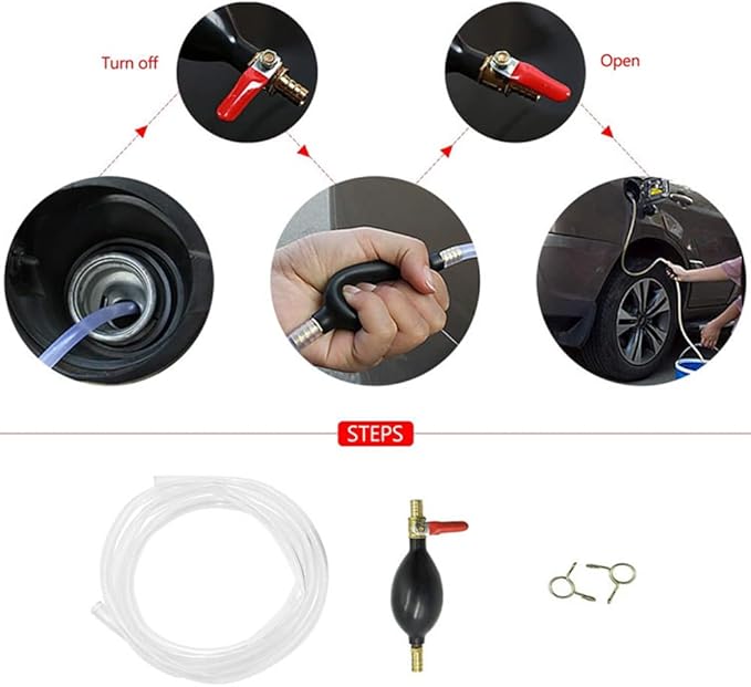 Gasoline Siphon Hose Pump, Hand Fuel Transfer Pump, Portable Manual Fuel Transfer Pump for Gas Gasoline Petrol Diesel Oil Liquid Water Fish Tank