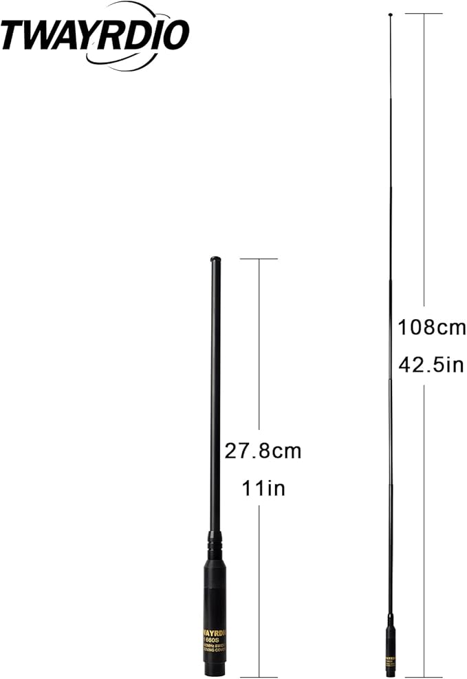 TWAYRDIO Dual Band VHF UHF Ham Radio Telescopic Antenna SMA Male 42 inch Retractable Replacement Long Antenna for Walkie Talkie Yaesu Vertex VX-3R VX-132 WOUNXUN KG-UV8D TYT Radios