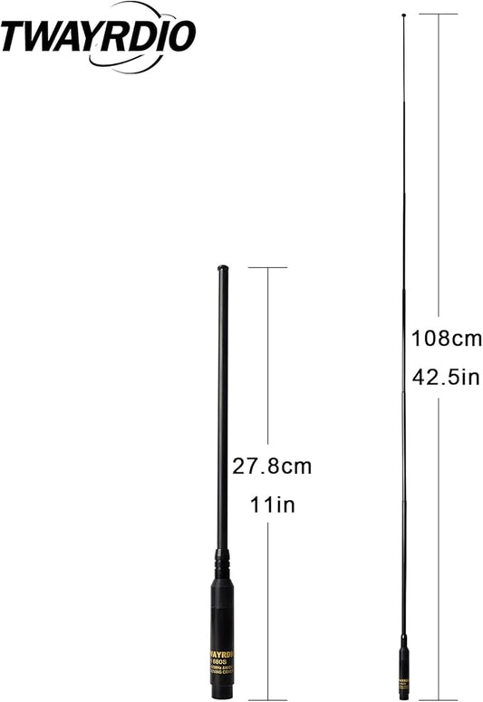 TWAYRDIO Dual Band VHF UHF Ham Radio Telescopic Antenna SMA Male 42 inch Retractable Replacement Long Antenna for Walkie Talkie Yaesu Vertex VX-3R VX-132 WOUNXUN KG-UV8D TYT Radios