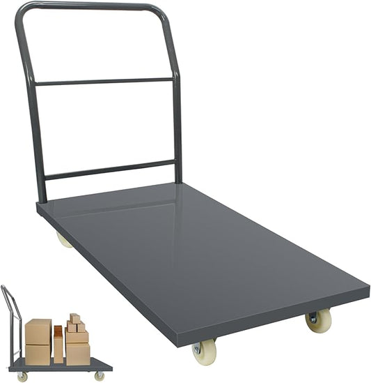 Heavy Duty Platform Truck Moving Flatbed Cart, 24"x36"Push Dolly, 2000 LBS Dolly Cart Flatform with Wheels and Handle, Steel Flatbed Cart for Luggage Moving, Shopping