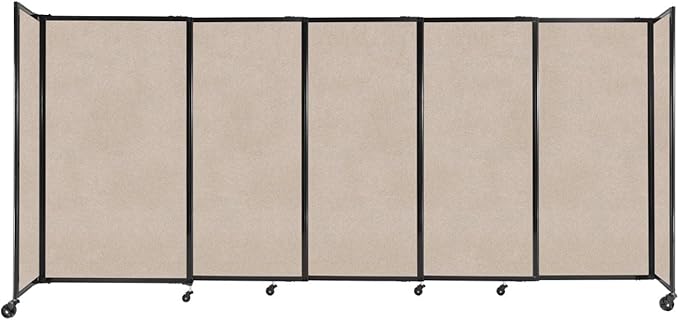 Versare Straightwall Sliding Portable Wall Partition | Freestanding Office Dividers | Locking Wheels | Temporary Room Separator | 11'3" Wide x 5' Tall Beige SoundSorb Panels