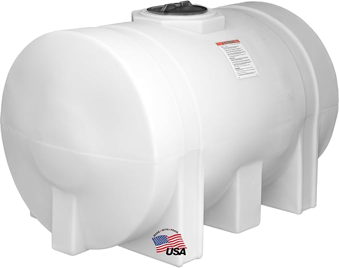 RomoTech 550 Gallon Polyethylene Storage Tank with Legs–Heavy-Duty Horizontal Water Storage Tank for Farms, Industrial or Chemical Use–UV-Resistant, Rustproof, BPA-Free Plastic Liquid Tank, 821242659