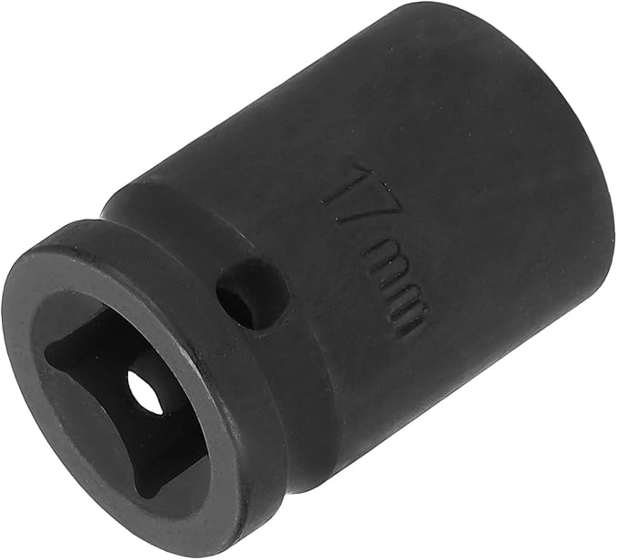 HARFINGTON 12-Point Impact Socket 1/2 Inch Drive 17mm Metric Cr-V Shallow Impact Socket Nut Driver Wrench for Auto Repair