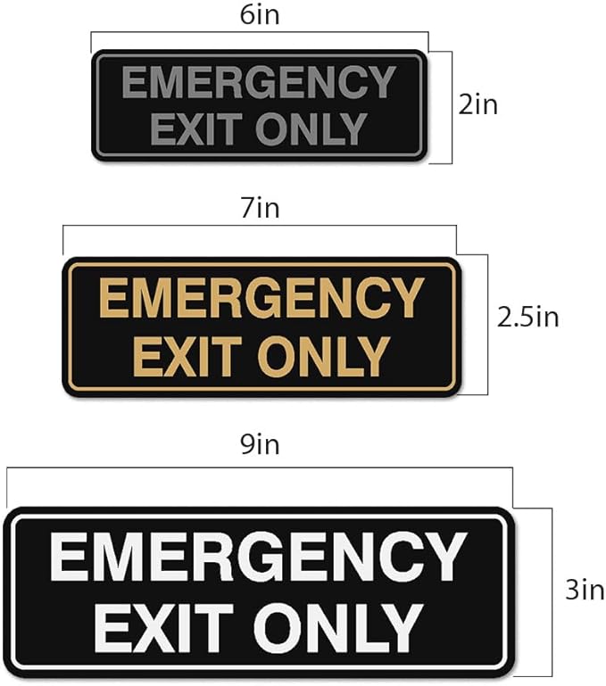 Signs ByLITA Standard Emergency Exit Only Sign - Easy Installation | Durable Wall or Door Sign (Black Gold) - Medium