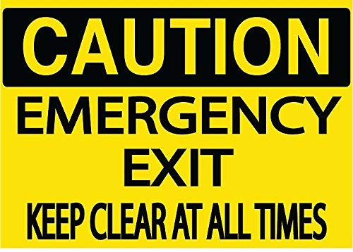 "Caution, Emergency Exit, Keep Clear at All Times"- Durable Laminated Vinyl Floor Sign- Sign by Graphical Warehouse- 5S Safety and Security Signage (30x21")