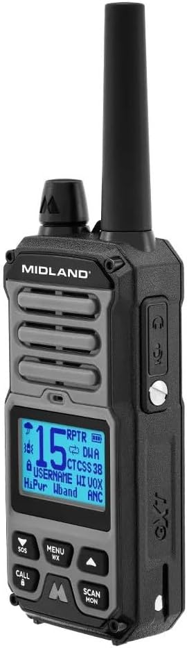 Midland GXT67 PRO 5W GMRS Radio - Two-Way Midland Walkie Talkie - Repeater Capable, IP67 Waterproof, Active Noise Canceling, Hands-Free Operation, 99 Channels, 16-Hour Battery - 2 Pack