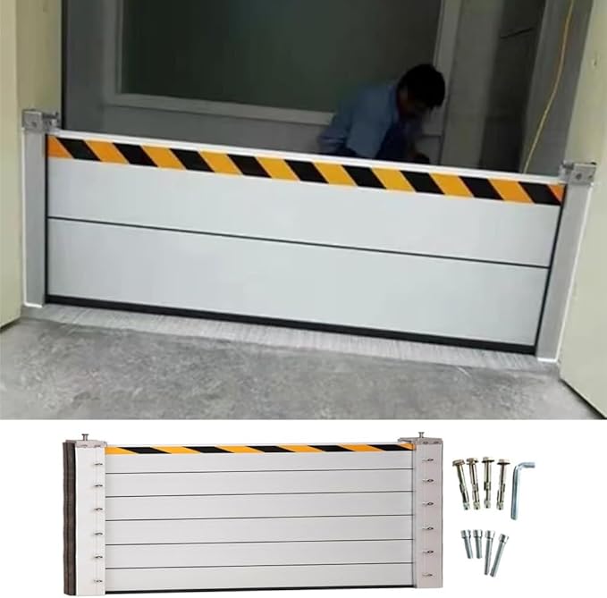 Flood protection barrier door, Flood Protection Barrier Water, 3/4/5/6/7/8/9/10/11/12/13ft Long Aluminum alloy material, Basement Windows Flood Protection Barrier Removal(H 3.9ft(120cm),3ft(90