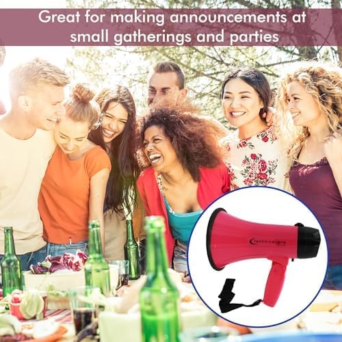Technical Pro 20 Watts Lightweight Portable 300M Range Megaphone Bullhorn with Strap, Siren, and Volume Control, Good for Trainers, Soccer, Football, Baseball, Coaches