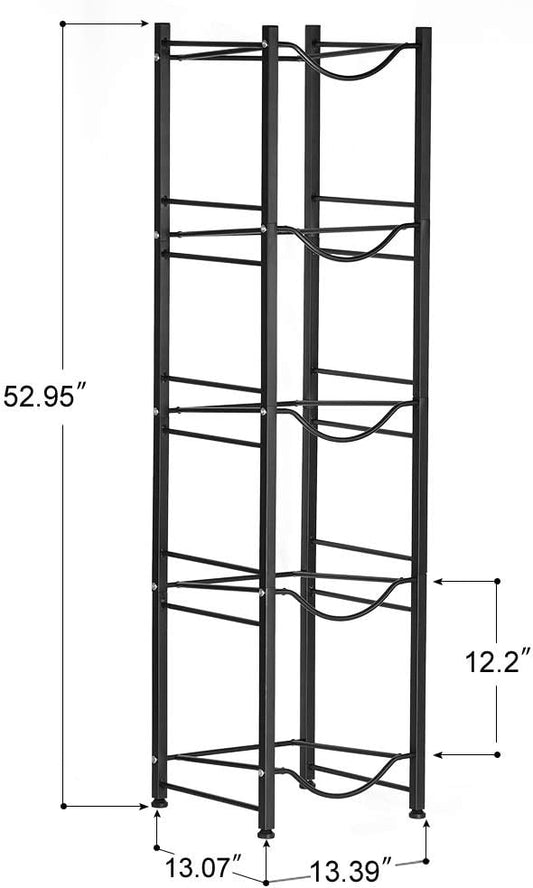 LIANTRAL 5 Gallon Water Jug Holder, 5 Tiers Black Heavy Duty Water Rack Freestanding, Water Bottle Organizer for Home Office