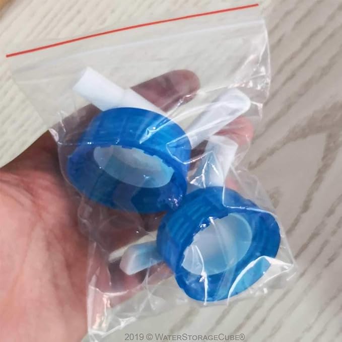 WaterStorageCube 2-Pack Spigot Cap Replacement for Collapsible Water Container Cubes (not Bags), Fits Cubes from All Brands with Same Blue Spigot Cap, Fits 1.3g, 2.6g, 5.3g