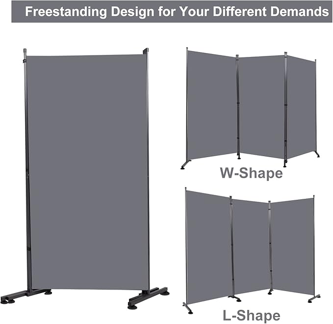 Room Divider 6FT Folding Privacy Screens, 3 Panel Partition Room Dividers w/Freestanding Design, Portable Wall Divider for Room Separtation, Fabric Screen Panel for Home Office Bedroom Dorm