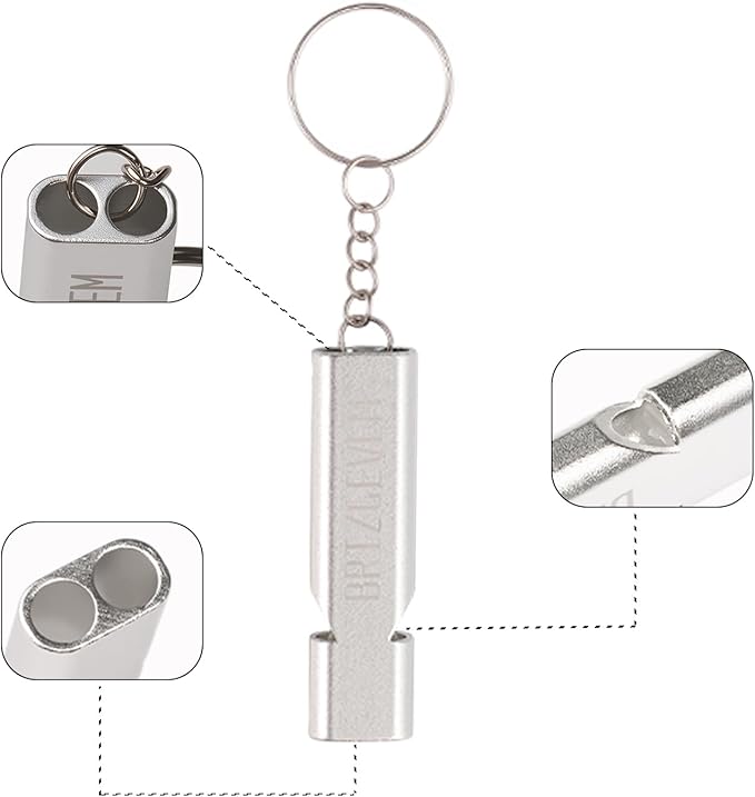 Survival Whistles 4-Pack & 6-Pack, Aluminum Emergency Safety Whistle with Lanyard and Keychain, Waterproof & Unbreakable for Hiking, Camping, Dog Training, Coaching, Emergency Kits