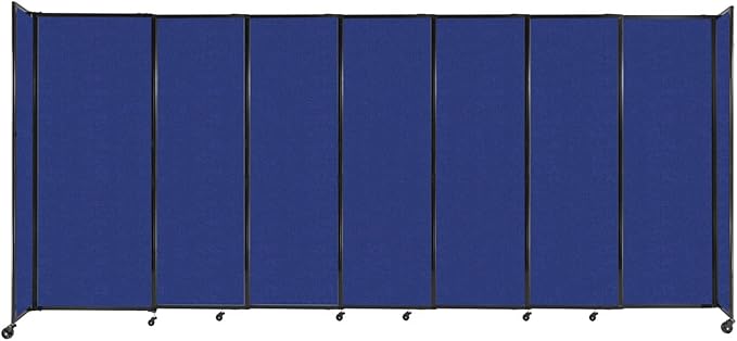 Versare Straightwall Sliding Portable Wall Partition | Freestanding Office Dividers | Locking Wheels | Temporary Room Separator | 15'6" Wide x 6'10" Tall Blue SoundSorb Panels