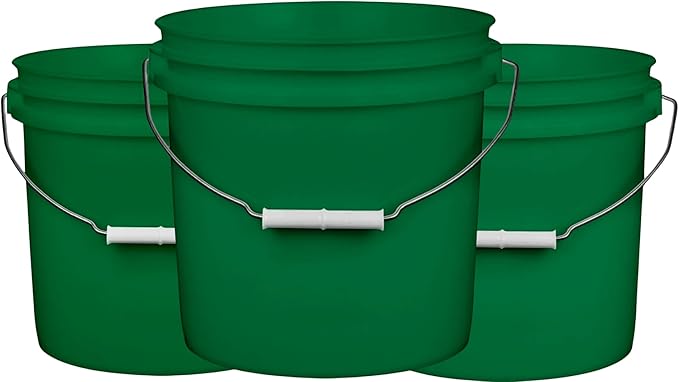 House Naturals 2 Gallon Purple Food Grade BPA Free Made in USA Bucket with Screw On Lid - Pack of 3 (Dark Green - Blue Lid)