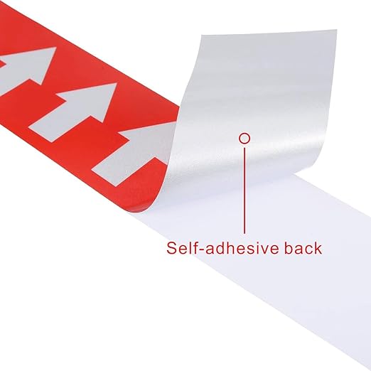 Beiyier 2-Pack Pipeline Flow Arrow Tape, Adhesive Vinyl Graphics Marking Sticker, Labels for Images Identification, White on Red, 1.97" W x 65.6' L