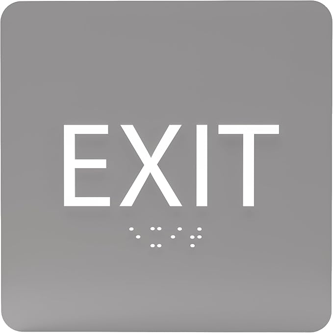 6" X6" Exit Sign - ADA Compliant Tactile Graphics Grade 2 Braille Text Acrylic Wall Signs - Emergency Rescue Safety Door Sign for Schools, Offices, Businesses, and Restaurants