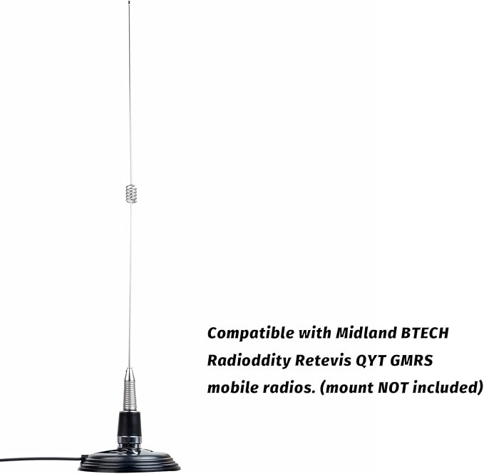TWAYRDIO NMO GMRS Antenna, UHF 462-467MHz Two Way Radio Antenna for Midland BTECH Radioddity Retevis QYT GMRS Mobile Radios, Requires NMO Mount