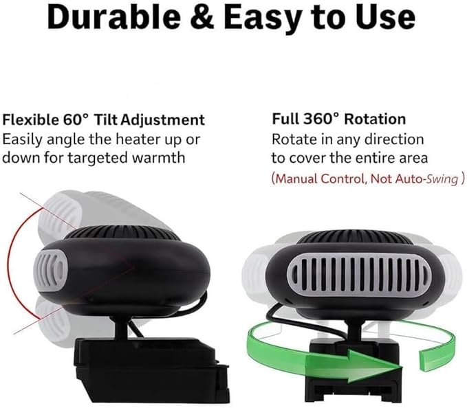 Portable Battery Powered Heater, 2026 New Battery Operated Heaters with 1/2PCS 1500mah Batteries, Anti Tilt Design Long Lasting Heatin for Camping, Car, Office, And Indoor Use(1*battery)