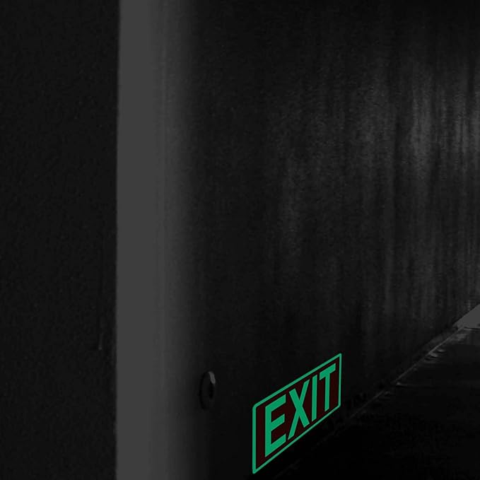 Glow in the Dark Exit Sign Stickers - 4 Pcs, 12x7 In - Ideal Illuminated Emergency Exit Signs for Business or Office - Apply to Door, Wall, Window - Photoluminescent and UV Protected