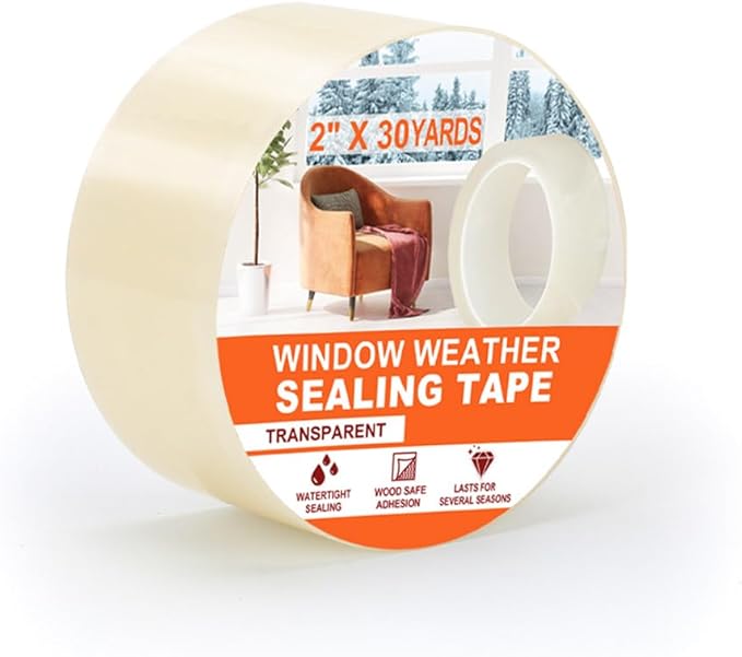 MRPAPA 2 Inch x 90 FT Window Sealing Tape,Airtight Insulation Tape That Blocks Drafts Residue-Free Clear Weather Stripping Windproof for Window/Door/Car (1)