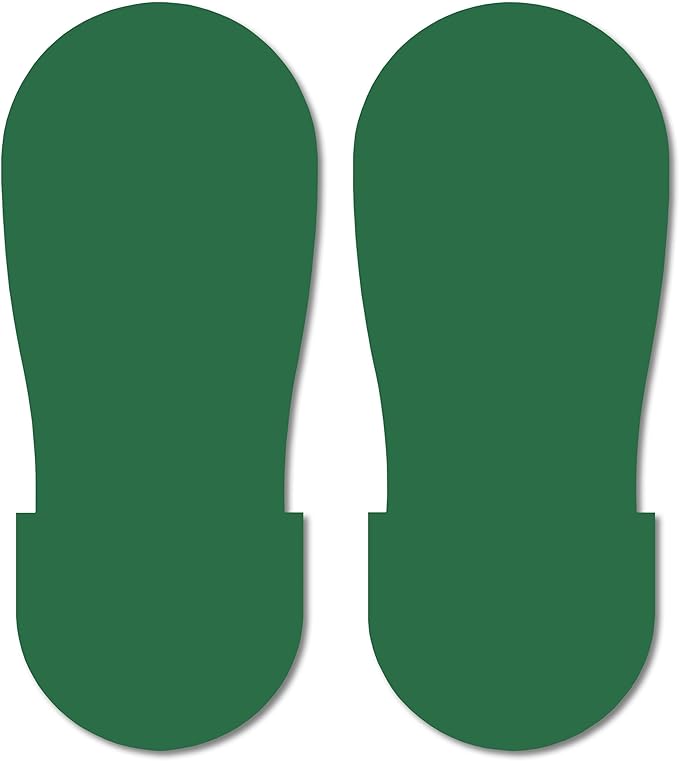 Mighty Line Big Footprints Floor Marking Tape for Safety, Caution, Warning, Heavy-Duty, Peel and Stick, Adhesive, Industrial Quality, 12" Long x 5" Wide, Green, Pack of 50