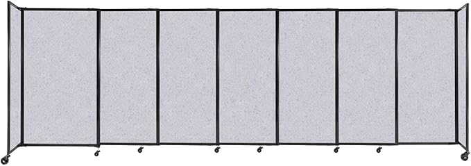 Versare Straightwall Sliding Portable Wall Partition | Freestanding Office Dividers | Locking Wheels | Temporary Room Separator | 15'6" Wide x 5' Tall Marble Gray SoundSorb Panels
