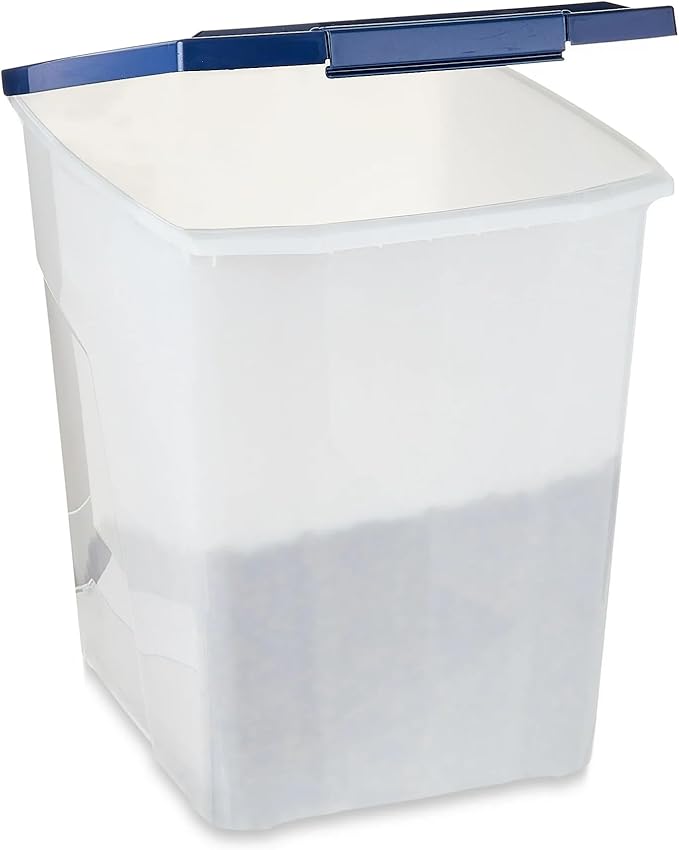 Airtight Plastic Pet Food Storage Container with Secure Locking Lid - 25 lb Capacity