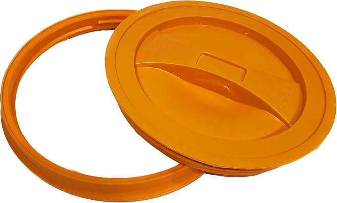 House Naturals 2 Gallon Purple Food Grade BPA Free Made in USA Bucket with Screw On Lid - Pack of 3 (Purple,Gray,Black, Orange lids)