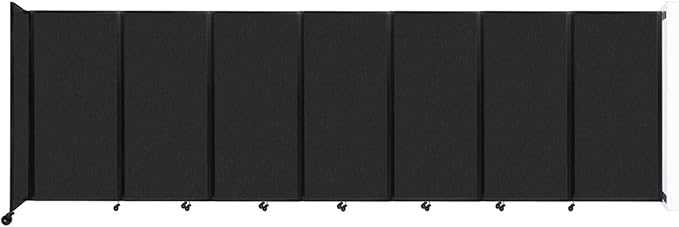Versare Room Divider 360 Wall-Mounted Folding Partition | Locking Wheels | Temporary Room Separator | 19'6" x 6' Black SoundSorb Panels