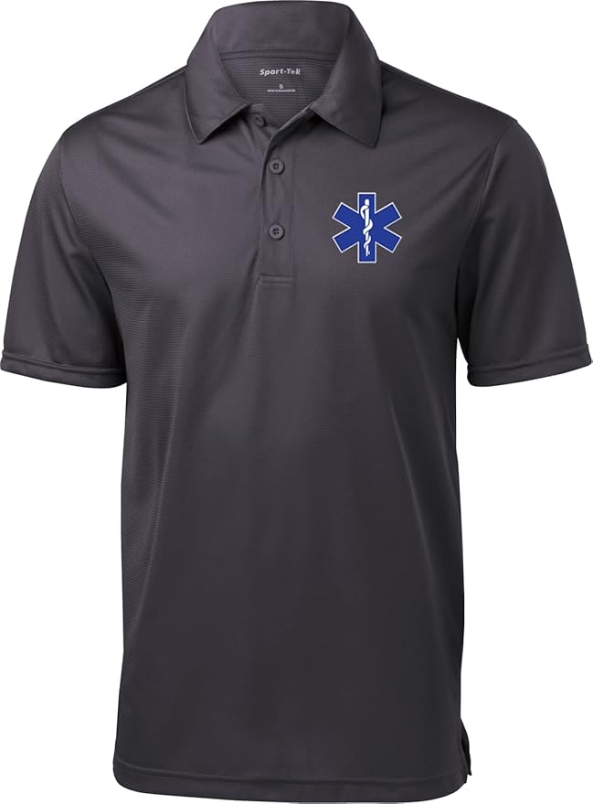 EMS Star of Life Logo Chest Print Textured Polo Shirt