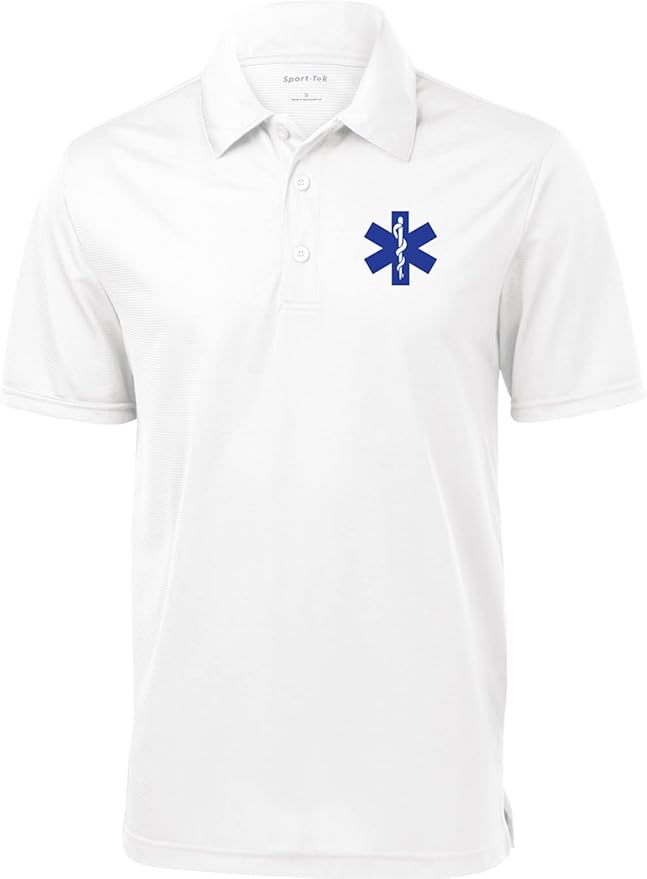 EMS Star of Life Logo Chest Print Textured Polo Shirt