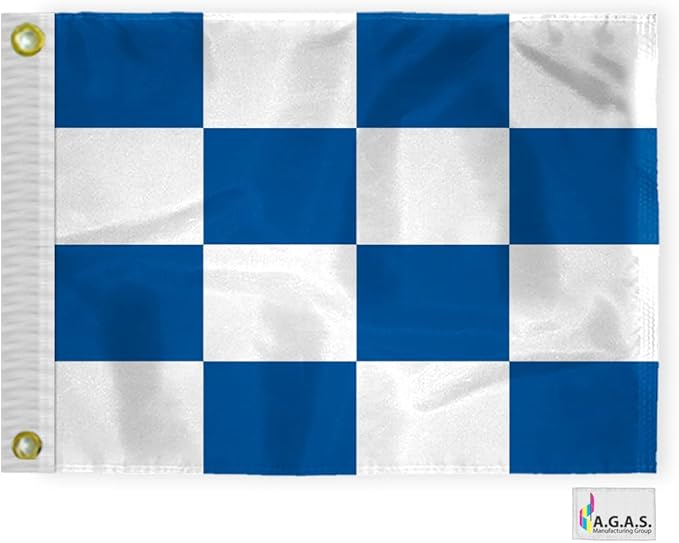 AGAS November Code N Marine Signal 1x1.25 Ft Flag - Printed 200D Nylon - Canvas Header - Brass Grommets - Colorfast & Stitched Edges - Nautical Boat Flag - Naval Code Signal Flag.