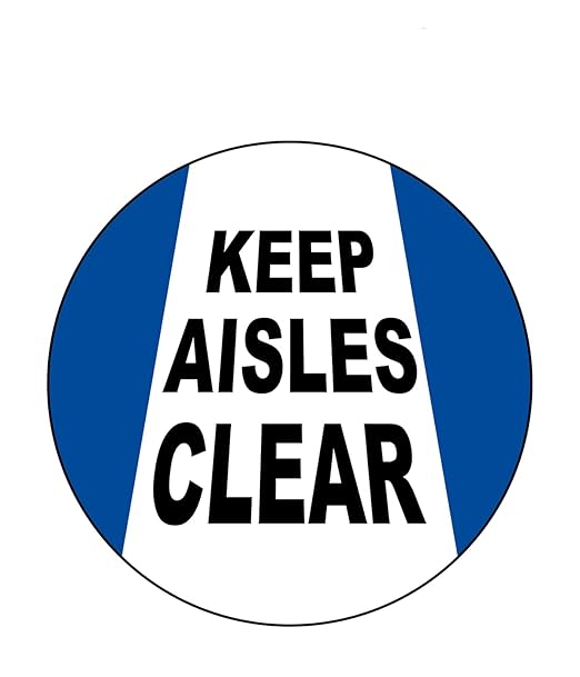 Stranco Non-Slip Floor Sign “KEEP AISLES CLEAR” | 17” Black and White on Red | Permanent Acrylic Adhesive, Pebble-Textured Laminate, Durable 20 mil Construction, Slip-Resistant Safety Label