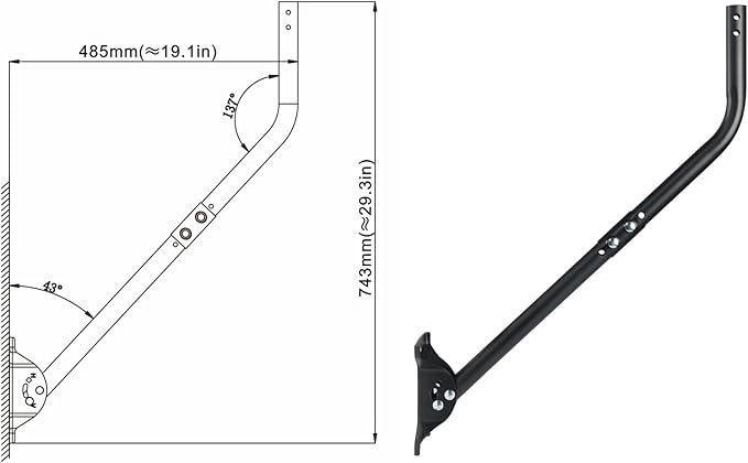 PIBIDI Adjustable Attic/Outdoor Antenna & Weather Station Mounting Pole Universal Mount Brackets - Easy Installation, Solid Structure, Weather Proof (1 1/4" Diameter, 33 1/4" Arm Length)