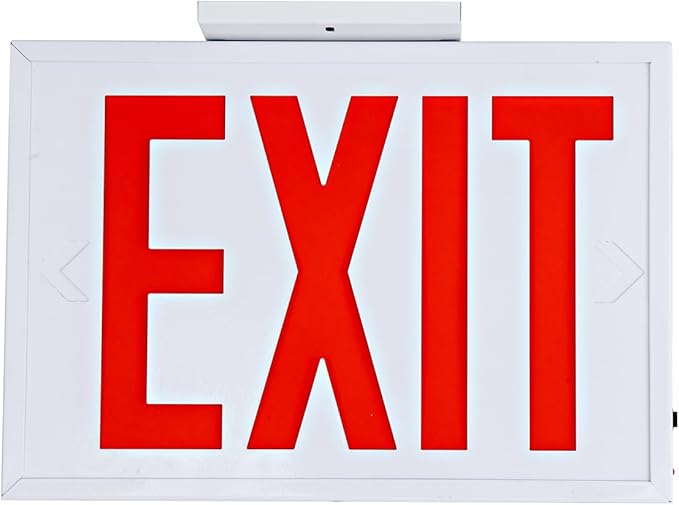 TANLUX New York Approved Emergency Exit Sign, Red Exit Sign with Steel Housing, Hardwired with Battery Backup, AC 120/277V, Single and Double Faces, UL Listed