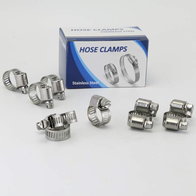 YDS All 300 Grade Stainless Steel Mini Hose Clamp, Worm-Drive, SAE Size 4, 5/16" to 5/8" Diameter Range, 0.35 Bandwidth (Pack of 10)