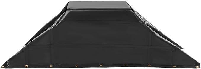 Heavy Duty Waterproof Tarp,63'' x 56.75'' Black Tarpaulin with Fixed D-Shaped Rings,Truck Tarpaulin,Emergency Rain Shelter Protective Cover,Multipurpose PVC Cargo Tarp for Firewood, Roof, Camping